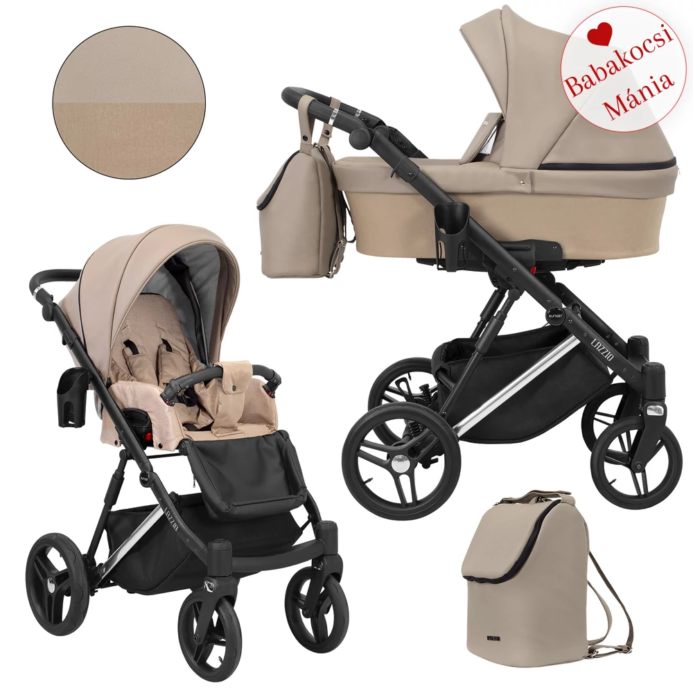 Többfunkciós babakocsi Kunert Lazzio Premium 2in1 - Silver 12 bézs eco-bőr