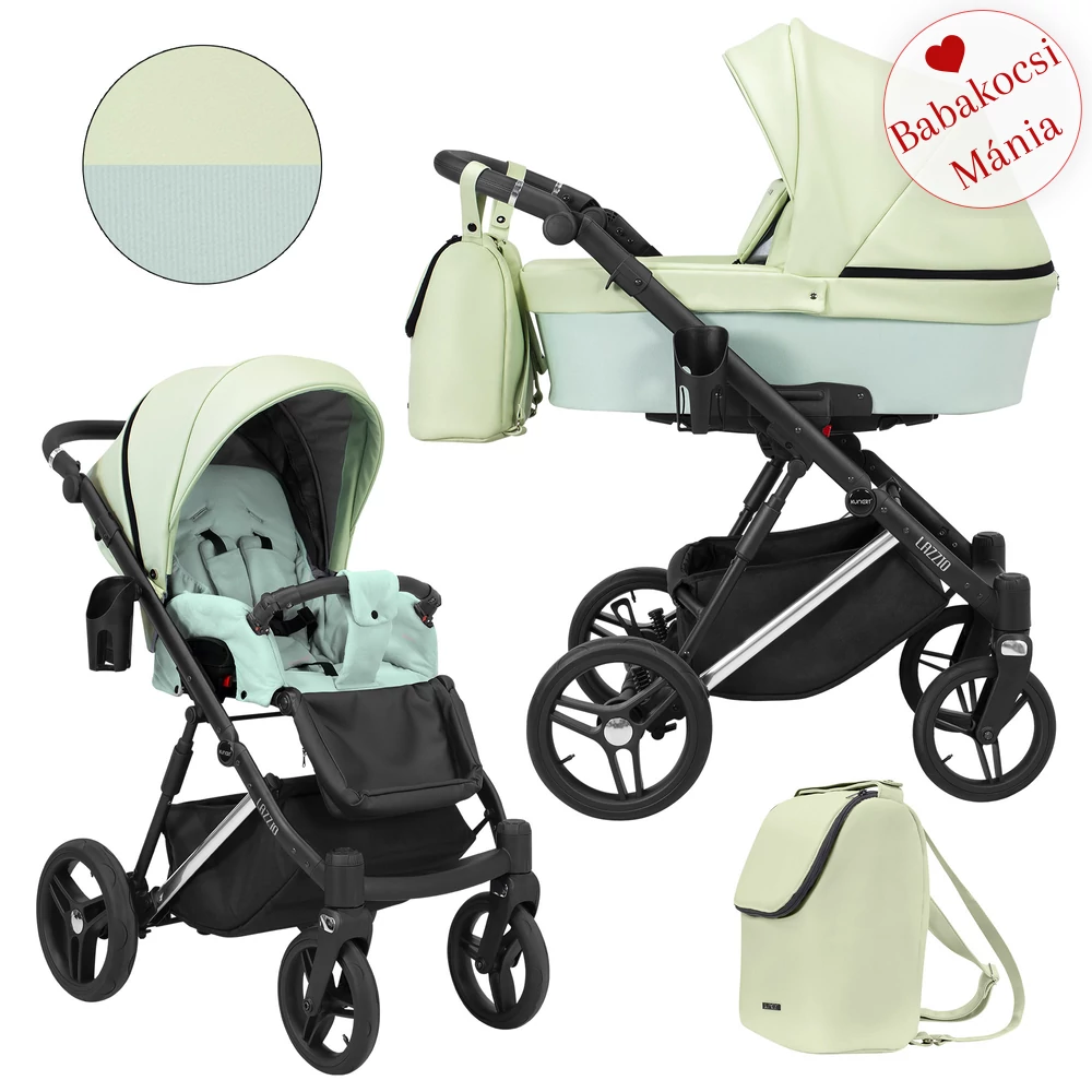 Többfunkciós babakocsi Kunert Lazzio Premium 2in1 - Silver 13 menta eco-bőr