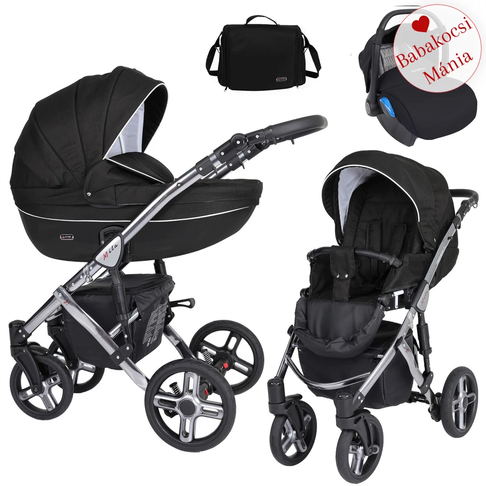 KENT BABAHORDOZÓVAL - Kunert Mila Premium Class 3in1 babakocsi - fekete
