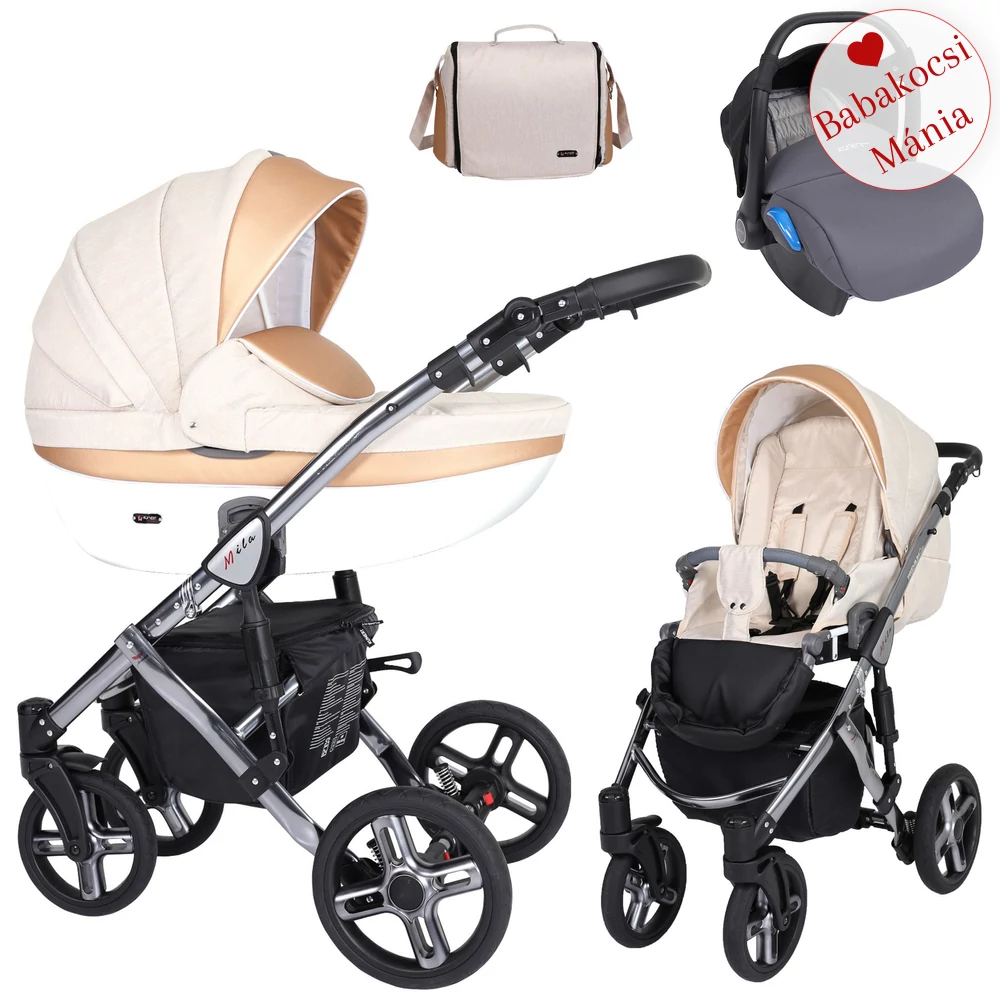 KENT BABAHORDOZÓVAL - Kunert Mila Premium Class 3in1 babakocsi - krém gold