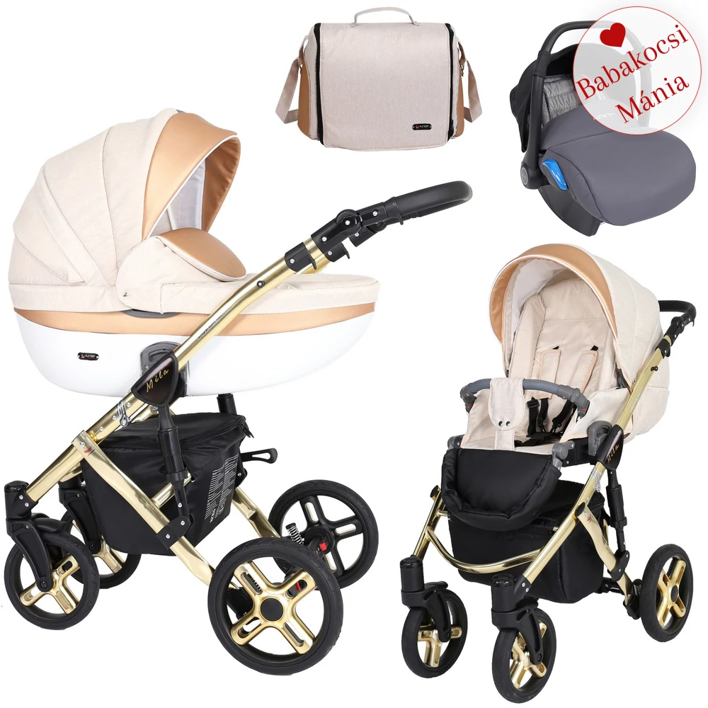 KENT BABAHORDOZÓVAL - Kunert Mila Premium Class 3in1 babakocsi - krém gold