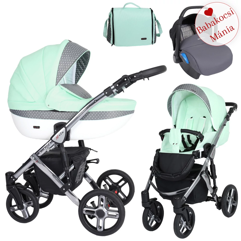 Babakocsi - Kunert Mila Premium Class 3in1 - Menta pöttyös