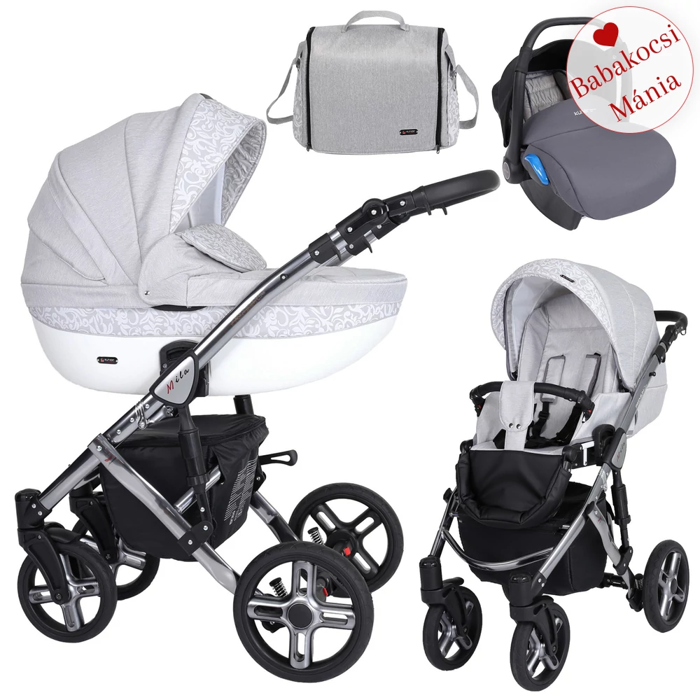 Babakocsi - Kunert Mila Premium Class 3in1 - Szürke indás