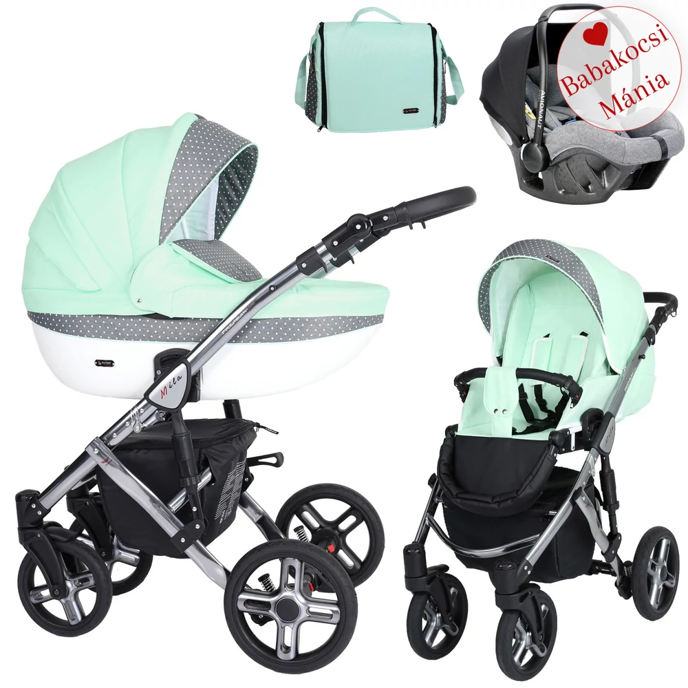 Babakocsi - Kunert Mila Premium Class 3in1 - Menta pöttyös
