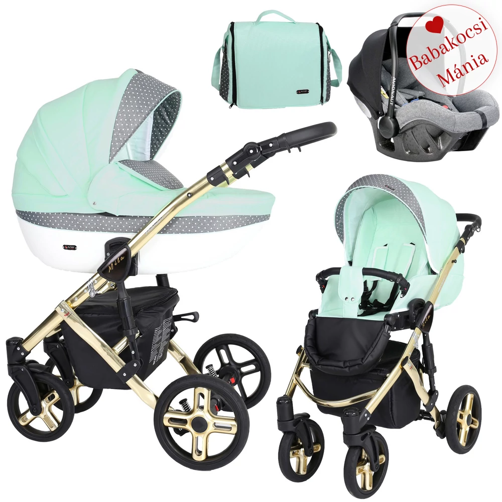 Babakocsi - Kunert Mila Premium Class 3in1 - Menta pöttyös