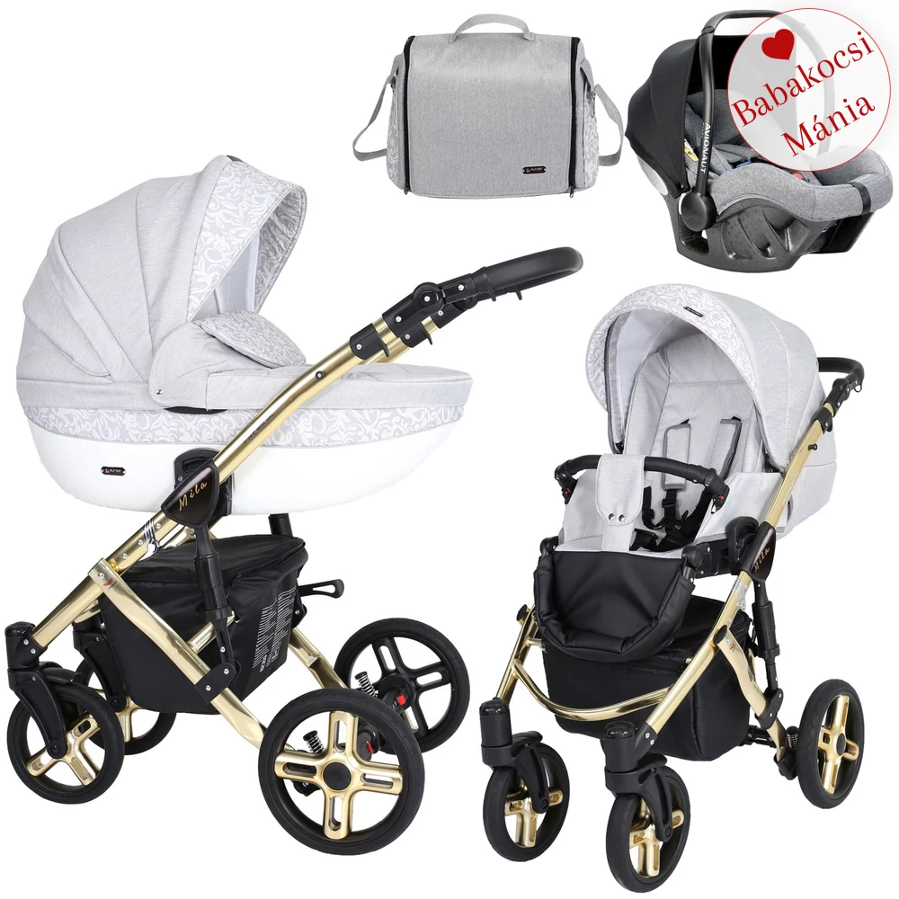 Babakocsi - Kunert Mila Premium Class 3in1 - Szürke indás