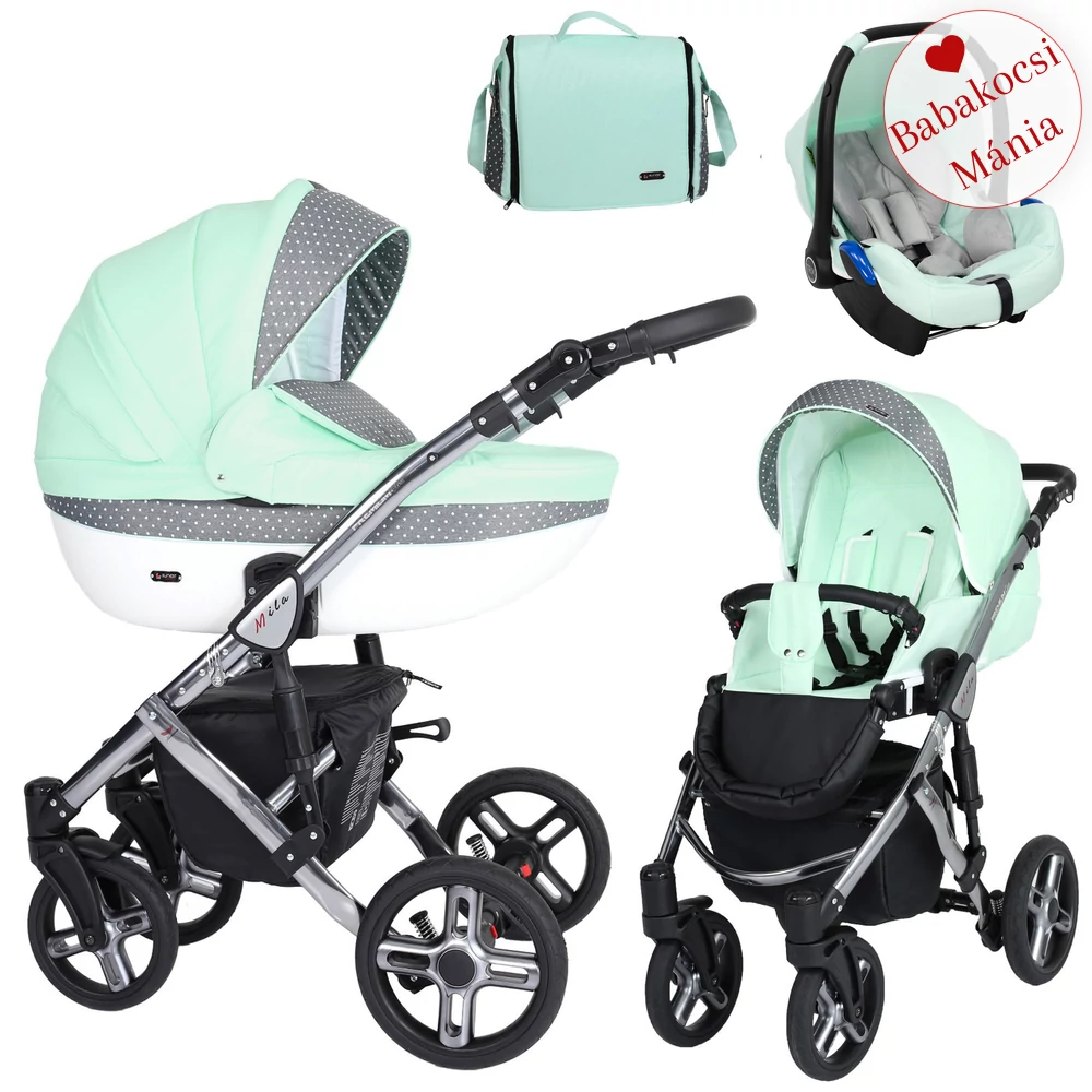 Babakocsi - Kunert Mila Premium Class 3in1 - Menta pöttyös