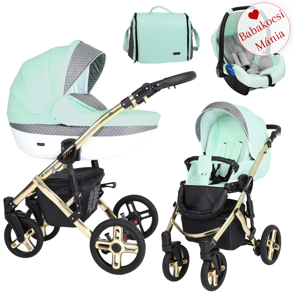 Babakocsi - Kunert Mila Premium Class 3in1 - Menta pöttyös