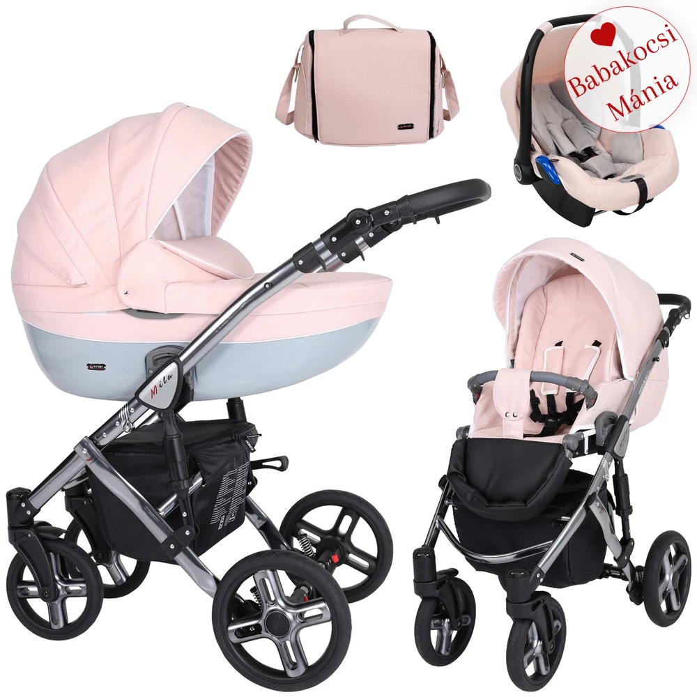TRIX BABAHORDOZÓVAL - Kunert Mila Premium Class 3in1 babakocsi - rózsaszín