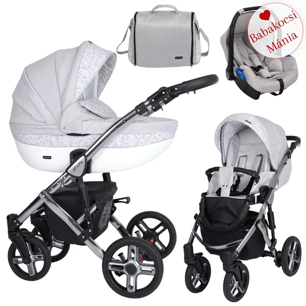 Babakocsi - Kunert Mila Premium Class 3in1 - Szürke indás