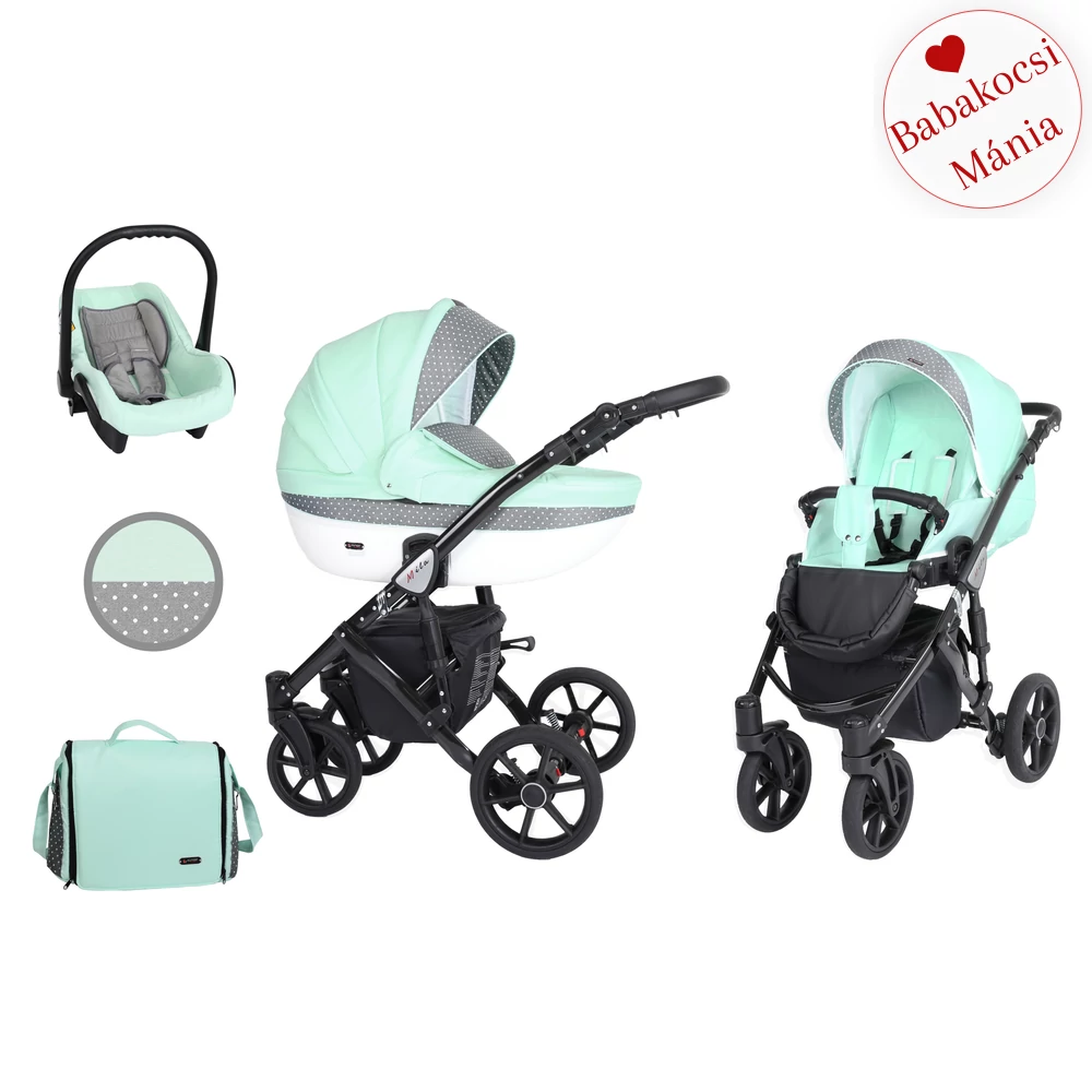 Babakocsi - Kunert Mila 3in1 - Menta-grafit pöttyös