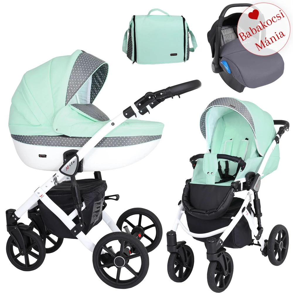 Babakocsi - Kunert Mila 3in1 - Menta-grafit pöttyös