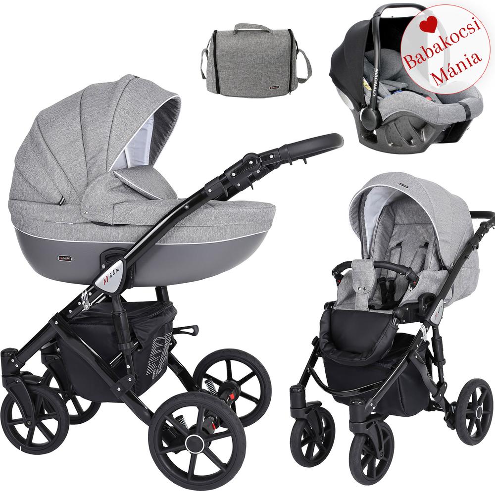 PIXEL BABAHORDOZÓVAL - Kunert Mila 3in1 babakocsi - szürke jeans