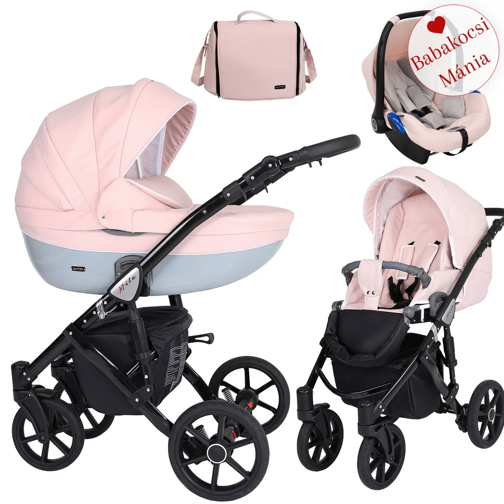 TRIX BABAHORDOZÓVAL - Kunert Mila 3in1 babakocsi - rózsaszín