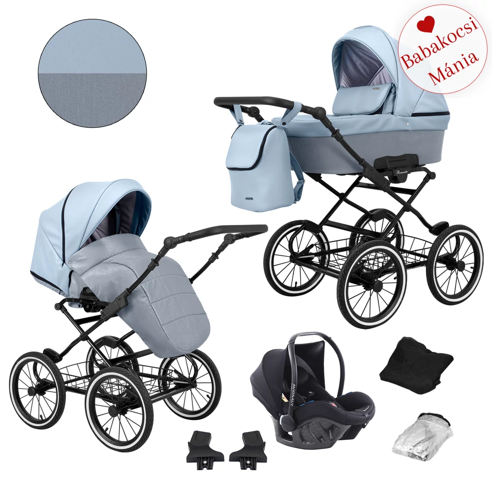 Babakocsi - Kunert Romantic 3in1 - fekete vázzal - 14 eco bőr
