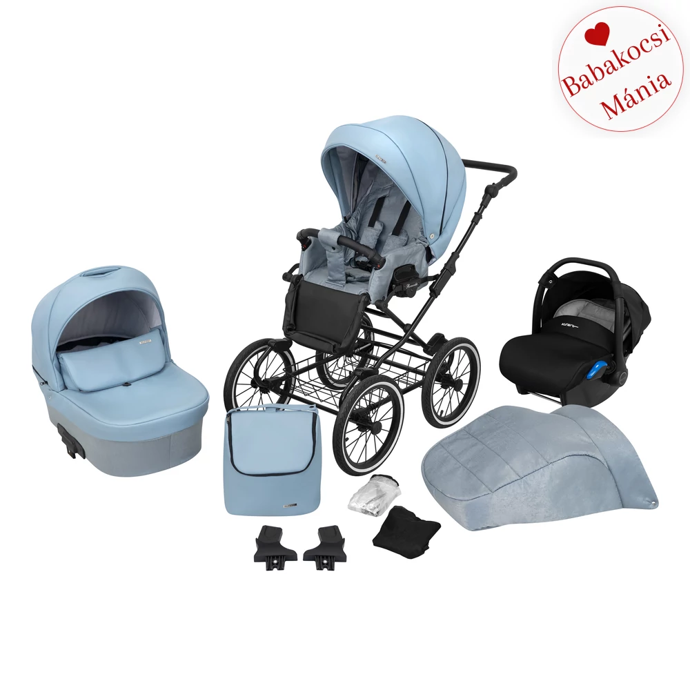Babakocsi - Kunert Romantic 3in1 - fekete vázzal - 14 eco bőr