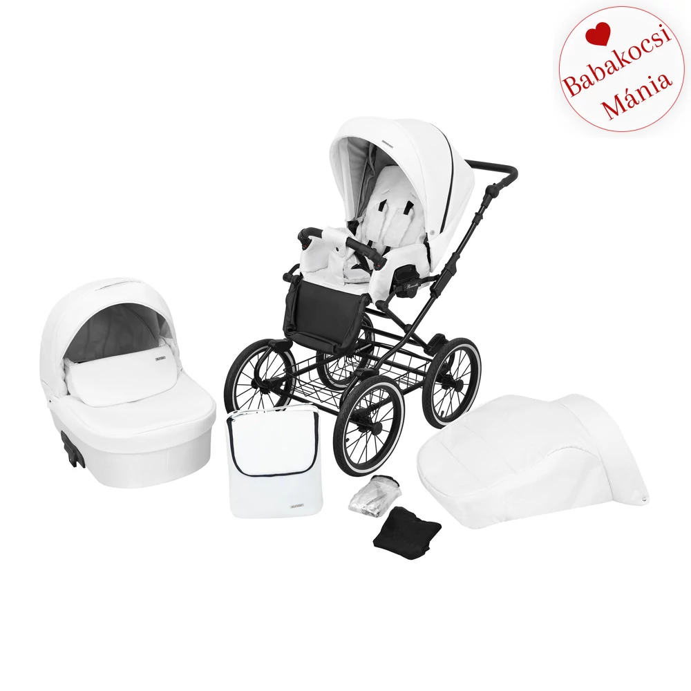 Babakocsi - Kunert Romantic 2in1 - fekete vázzal - 16 eco bőr