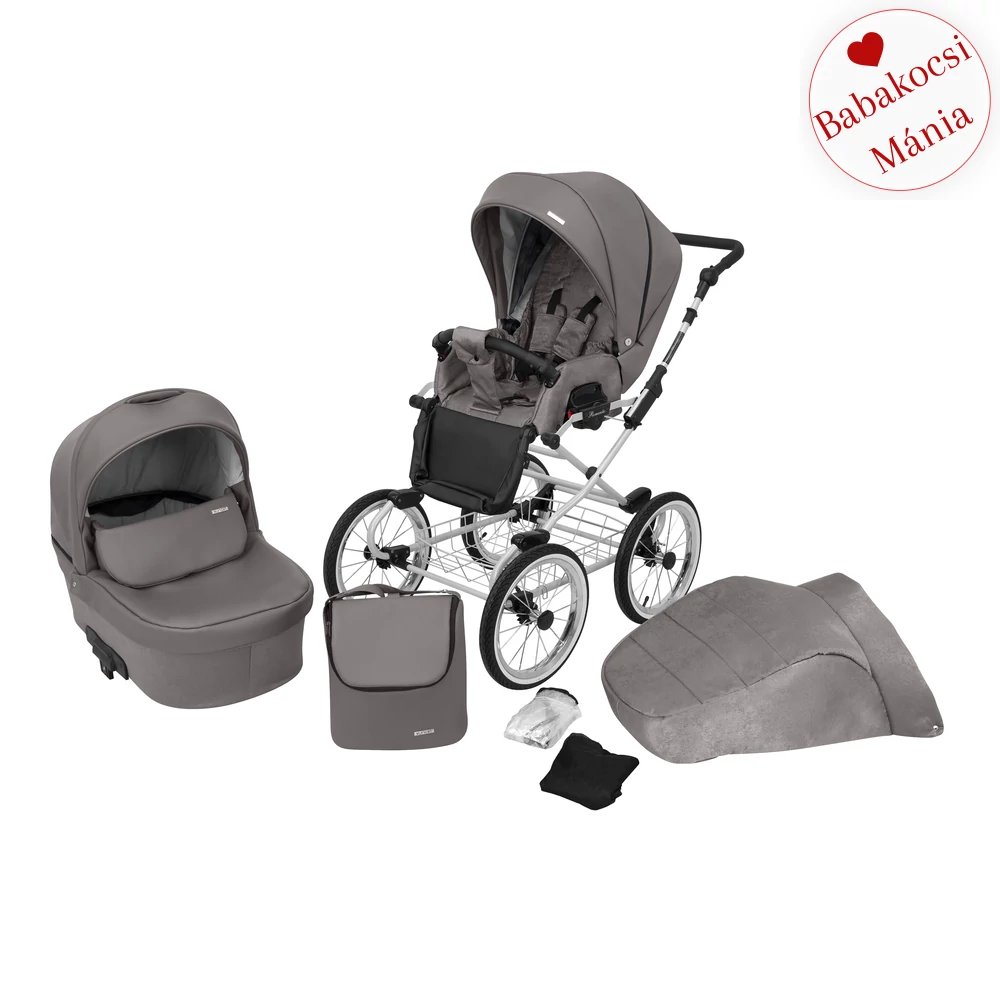Babakocsi - Kunert Romantic 2in1 - szürke vázzal - 10 eco bőr