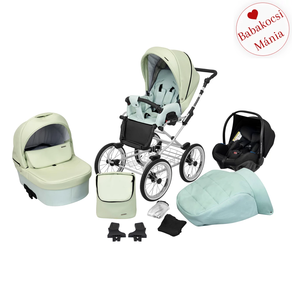 Babakocsi - Kunert Romantic 3in1 - szürke vázzal - 13 eco bőr