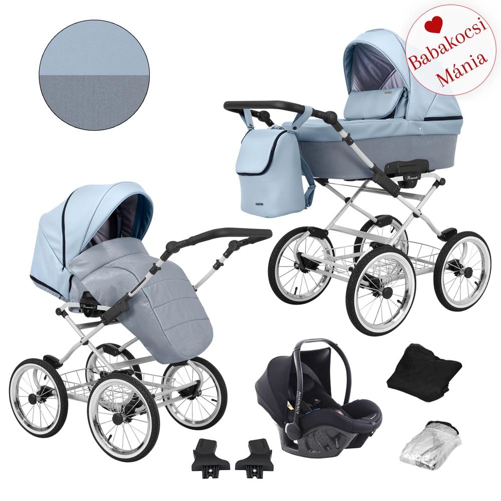 Babakocsi - Kunert Romantic 3in1 - szürke vázzal - 14 eco bőr