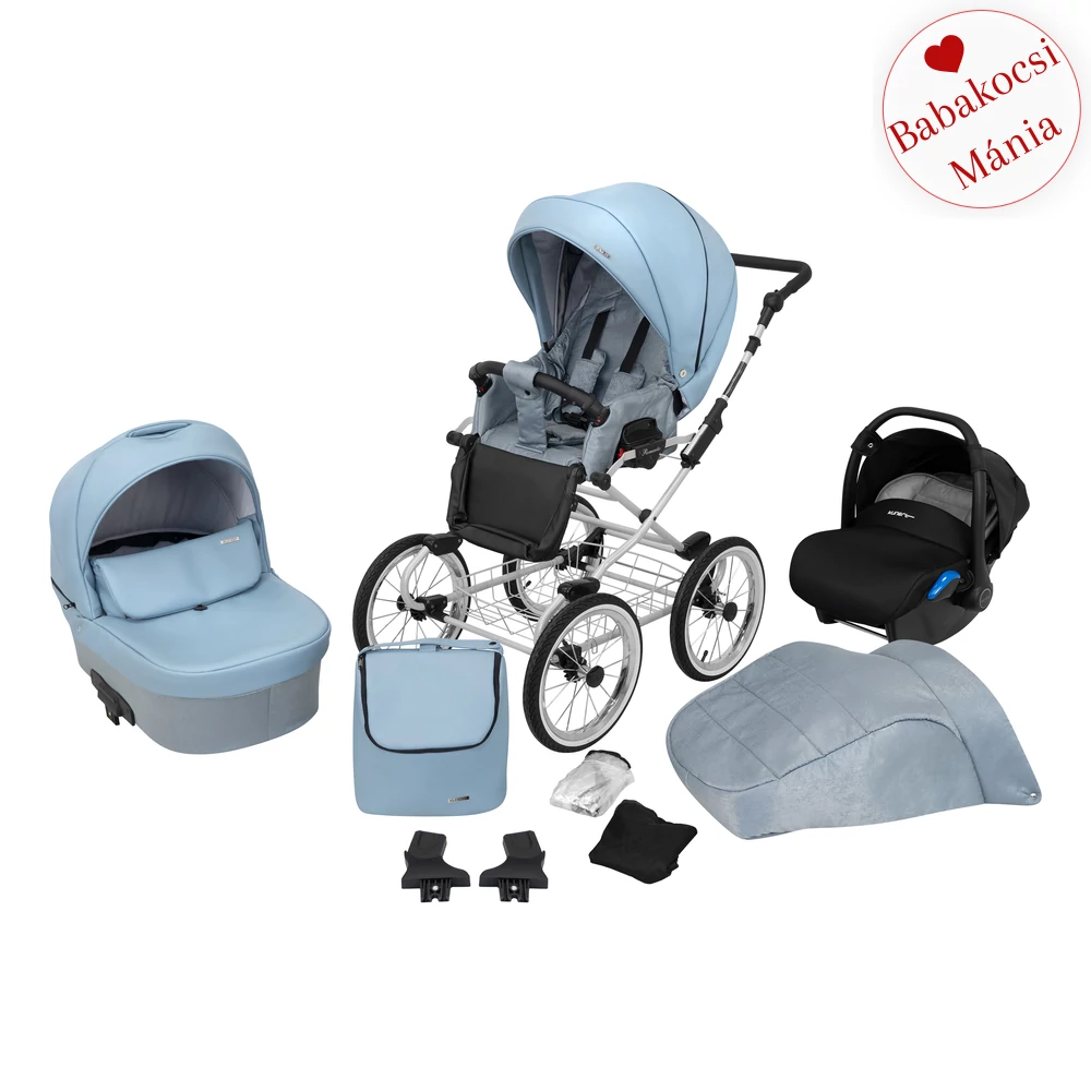 Babakocsi - Kunert Romantic 3in1 - szürke vázzal - 14 eco bőr