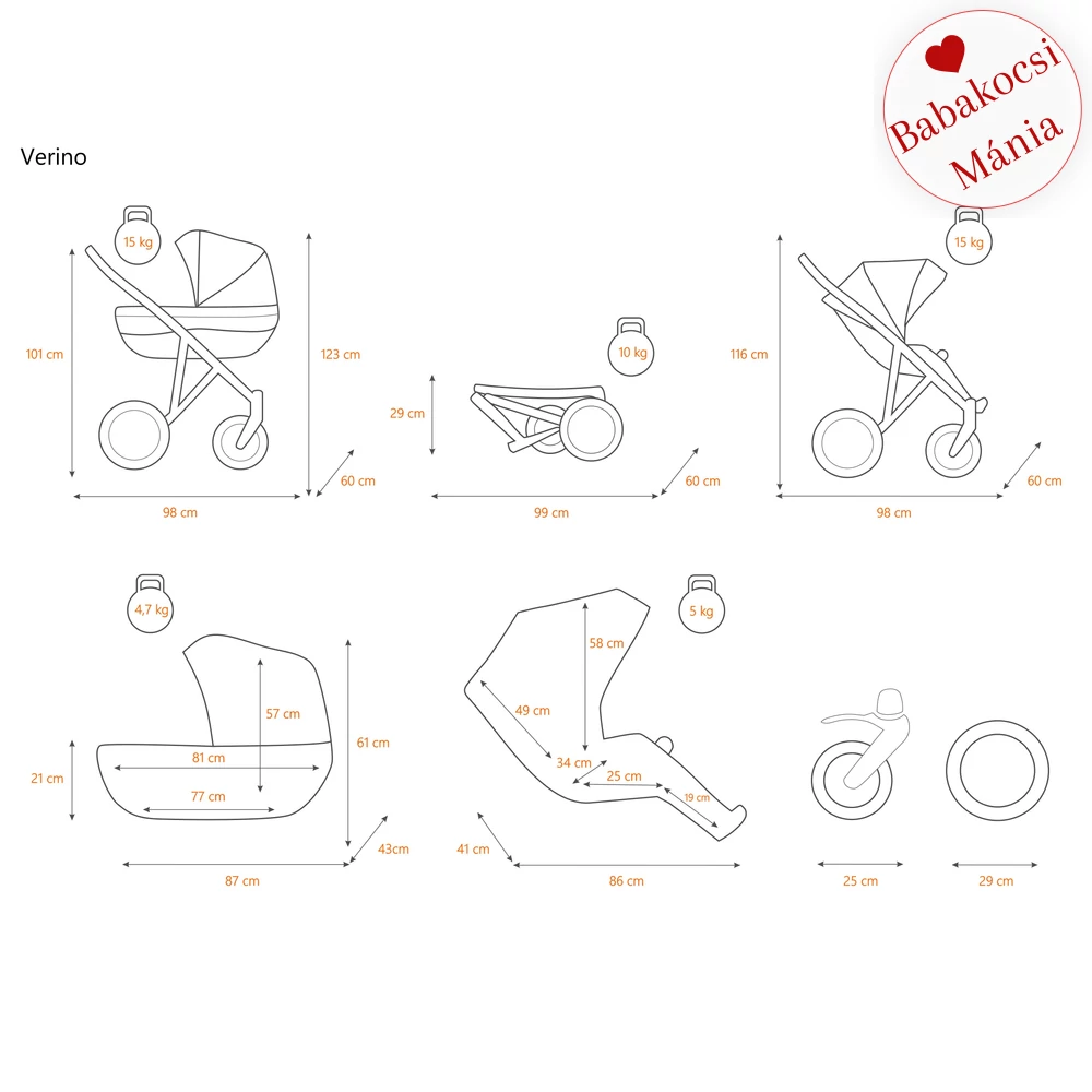 Babakocsi - Kunert Verino 3in1 - Szürke-világos szürke