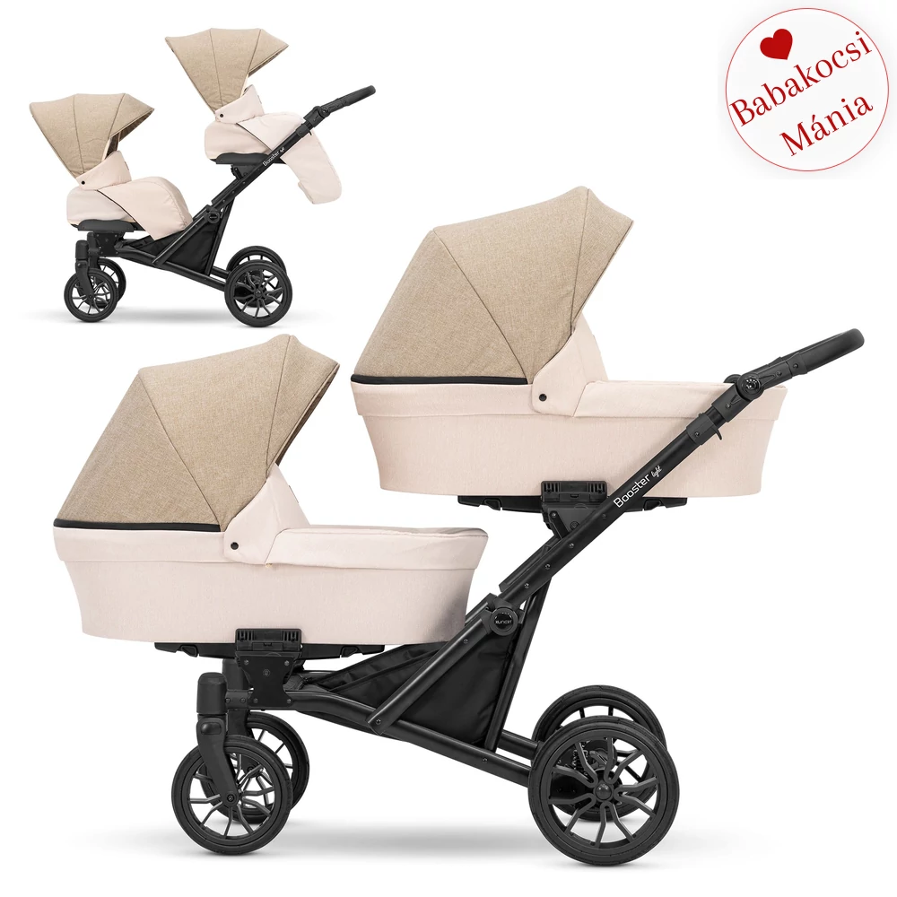 Kétfunkciós ikerbabakocsi Kunert Booster Light 2in1 - barna bézs