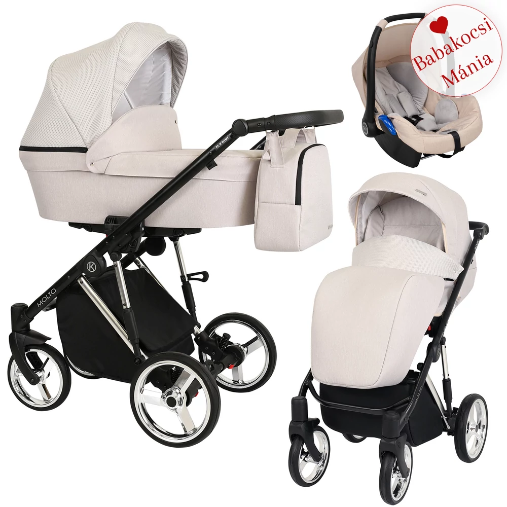 TRIX BABAHORDOZÓVAL - Kunert Molto Premium 3in1 babakocsi - ezüst vázzal - krém