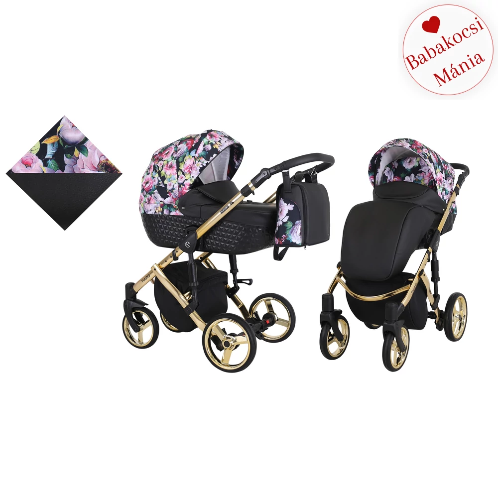 Babakocsi - Kunert Tiaro Premium 2in1 - Fekete virágos