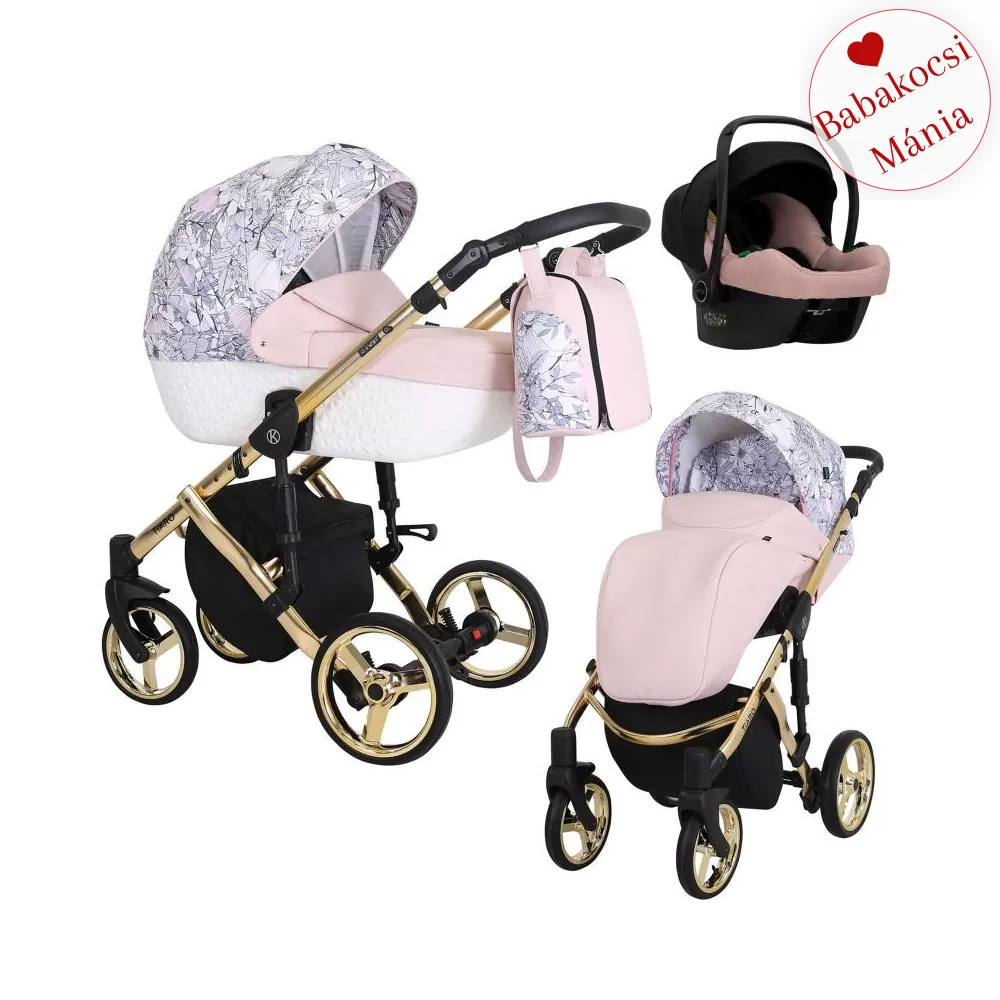 COSMO BABAHORDOZÓVAL - Kunert Tiaro Premium 3in1 babakocsi - rózsaszín virágos