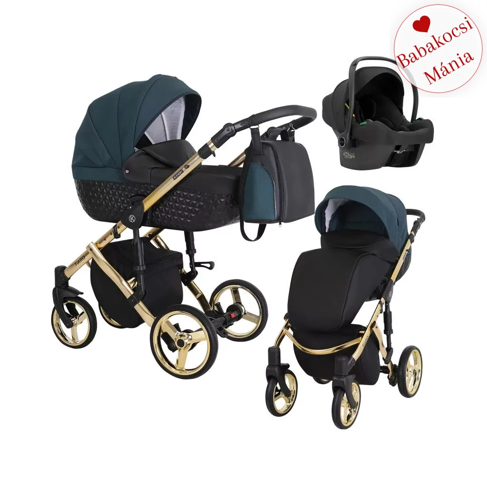 COSMO BABAHORDOZÓVAL - Kunert Tiaro Premium 3in1 babakocsi - fekete zöld