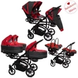 Kép 2/10 - Ikerbabakocsi hármasikrek számára - BabyActive Trippy PREMIUM 2in1 - Rosso