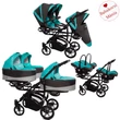 Kép 2/10 - Ikerbabakocsi hármasikrek számára - BabyActive Trippy PREMIUM 2in1 - Tropic