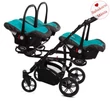 Kép 5/10 - Ikerbabakocsi hármasikrek számára - BabyActive Trippy PREMIUM 2in1 - Tropic