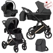 Kép 1/6 - Multifunkciós babakocsi Kunert Lazzio Premium 3in1 - hordozóval - 11 fekete eco bőr