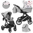 Kép 1/6 - Többfunkciós babakocsi Kunert Lazzio Premium 2in1 - Silver 04 szürke virágos