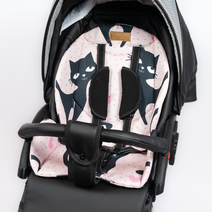 Babakocsi alátét - Berry Baby Zizi - Black Cat rózsaszín fekete cicás