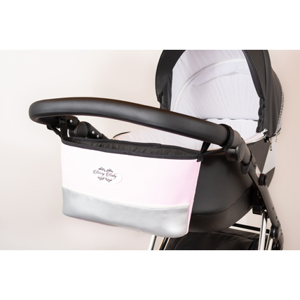 Babakocsira rögzíthető tároló táska és rendező - Berry Baby Comfort - rózsaszín ezüst eco bőr