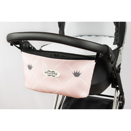 Babakocsira rögzíthető tároló táska és rendező - Berry Baby Comfort - rózsaszín koronás
