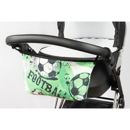 Babakocsira rögzíthető tároló táska és rendező - Berry Baby Comfort - zöld focilabdás