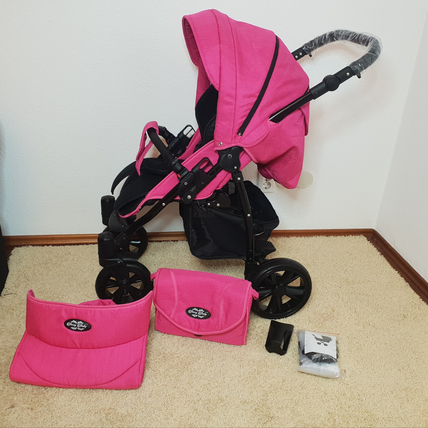 Sportbabakocsi lábzsákkal - Berry Baby Active - fekete pink