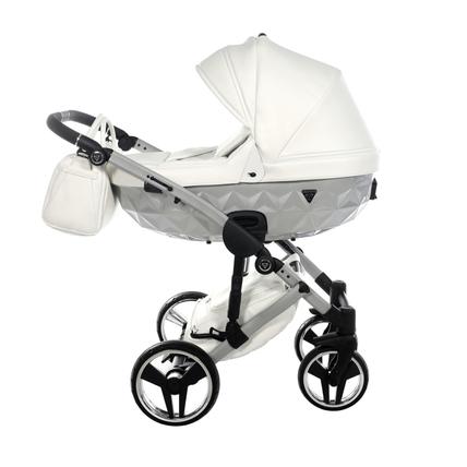 Junama többfunkciós babakocsi - DIAMOND Mirror Satin - 04 fehér ezüst