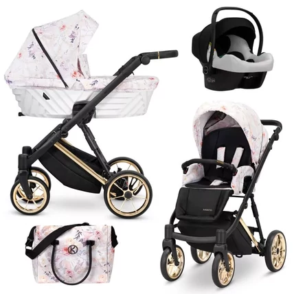 Multifunkciós babakocsi - Kunert Ivento PREMIUM 3in1 - 04 Delicate Flowers -
