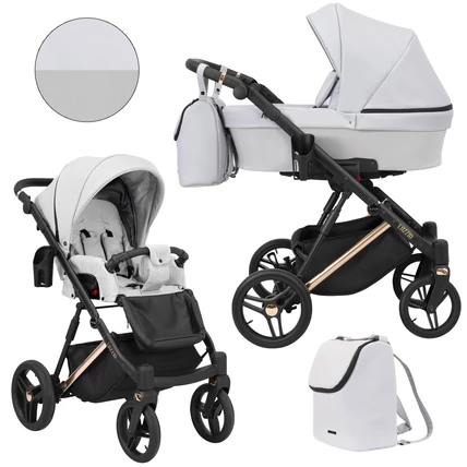 Többfunkciós babakocsi Kunert Lazzio Premium 2in1 - 09 szürke eco-bőr