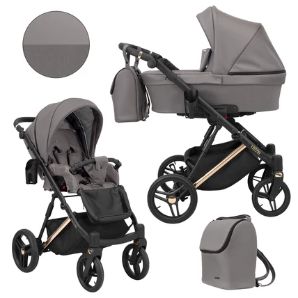 Többfunkciós babakocsi Kunert Lazzio Premium 2in1 - 10 grafit eco-bőr