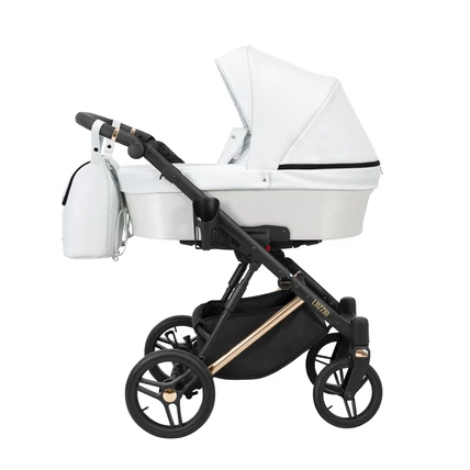 Mély babakocsi - Kunert Lazzio Premium - 16 fehér eco-bőr