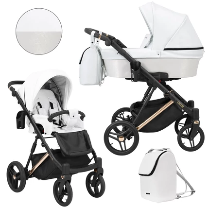 Többfunkciós babakocsi Kunert Lazzio Premium 2in1 - 16 fehér eco-bőr