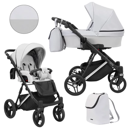 Többfunkciós babakocsi Kunert Lazzio Premium 2in1 - Silver 09 szürke eco-bőr