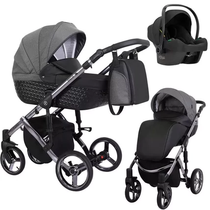 Multifunkciós babakocsi Kunert Tiaro Premium 3in1 - fekete grafit 